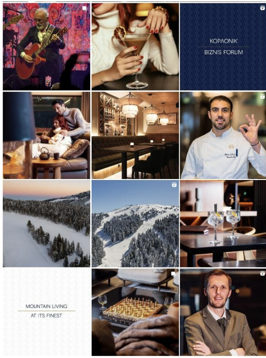 Grand Hotel Kopaonik luxury hotel, Instagram feed design